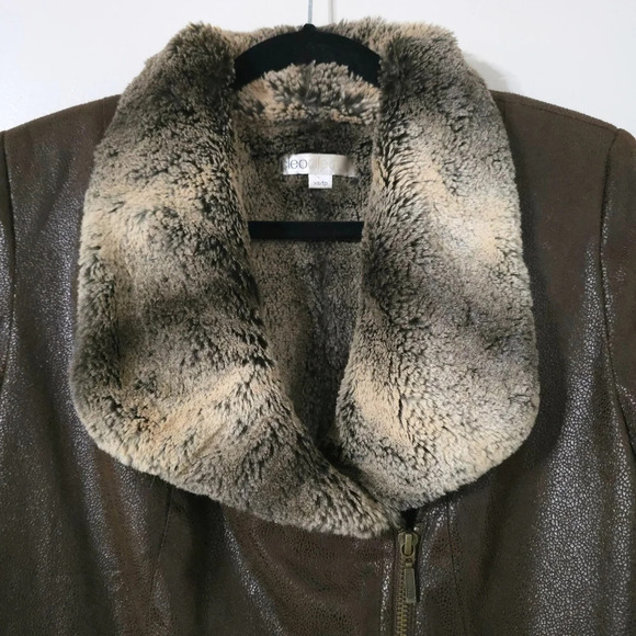 CLEO Brown Faux Leather Suede Jacket, Buttery Soft Faux Fur Lining & Cuffs, XS - Picture 4 of 16
